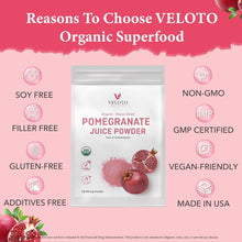 VELOTO Organic Pomegranate Juice Powder, Pure Pomegranate Fruit Extract Freeze Dried Powder, Natural Vitamin C Vegan Sweetener Superfoods for Smoothies, Yogurt & Shake, Gluten Free, Non GMO, 1 lb