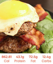 Bacon and Burger Bowl, Fried Egg, Tomato, Pickles and Aioli