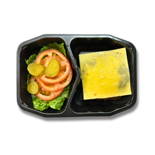 Caramalised Onion Burger with Romain, Tomato, Cheese Slice and Aioli