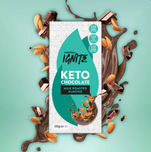 Melrose Ignite Keto Chocoloate - MILK ROASTED ALMOND 100g (NDIS)