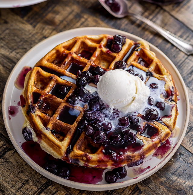 Keto Waffles and Keto Berry Sauce