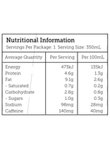 First Press Iced Coffee Almond Milk - No Added Sugar - 350ml Nutritional Information
