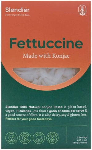 Slendier Organic Fettuccine – Low-Carb Konjac Pasta | 400g