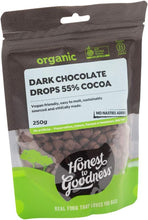 Honest to Goodness Organic Dark Chocolate Drops 55% Cocoa | Dairy-Free & Vegan | 250g