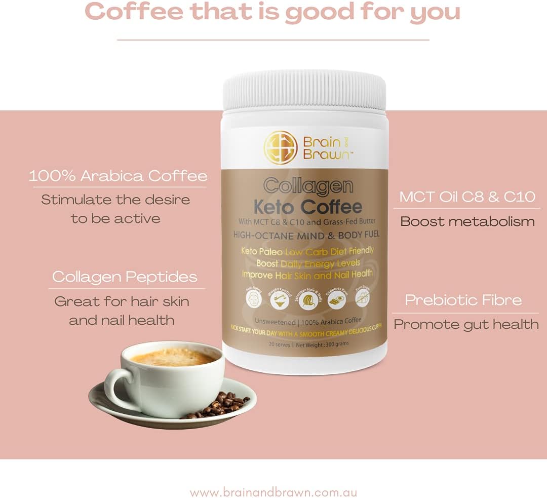 Brain and Brawn Collagen Coffee – Hydrolyzed Collagen & MCT Oil | 300g
