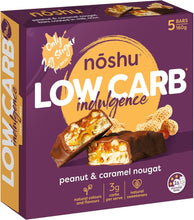 Noshu Low Carb Peanut & Caramel Nougat Bars – Guilt-Free Treat | 5-Pack