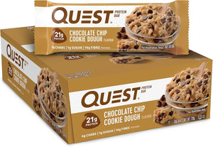 Quest Chocolate Chip Cookie Dough Protein Bar – High Protein, Low Carb | 12 Count