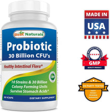 Best Naturals Probiotic – 30 Billion CFU for Gut Health | 60 Capsules