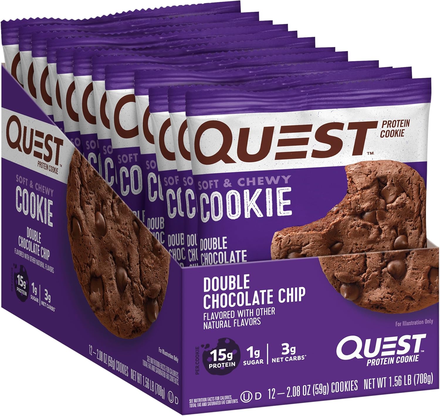 Quest Double Chocolate Chip Protein Cookie – High Protein, Low Carb | 12 Count