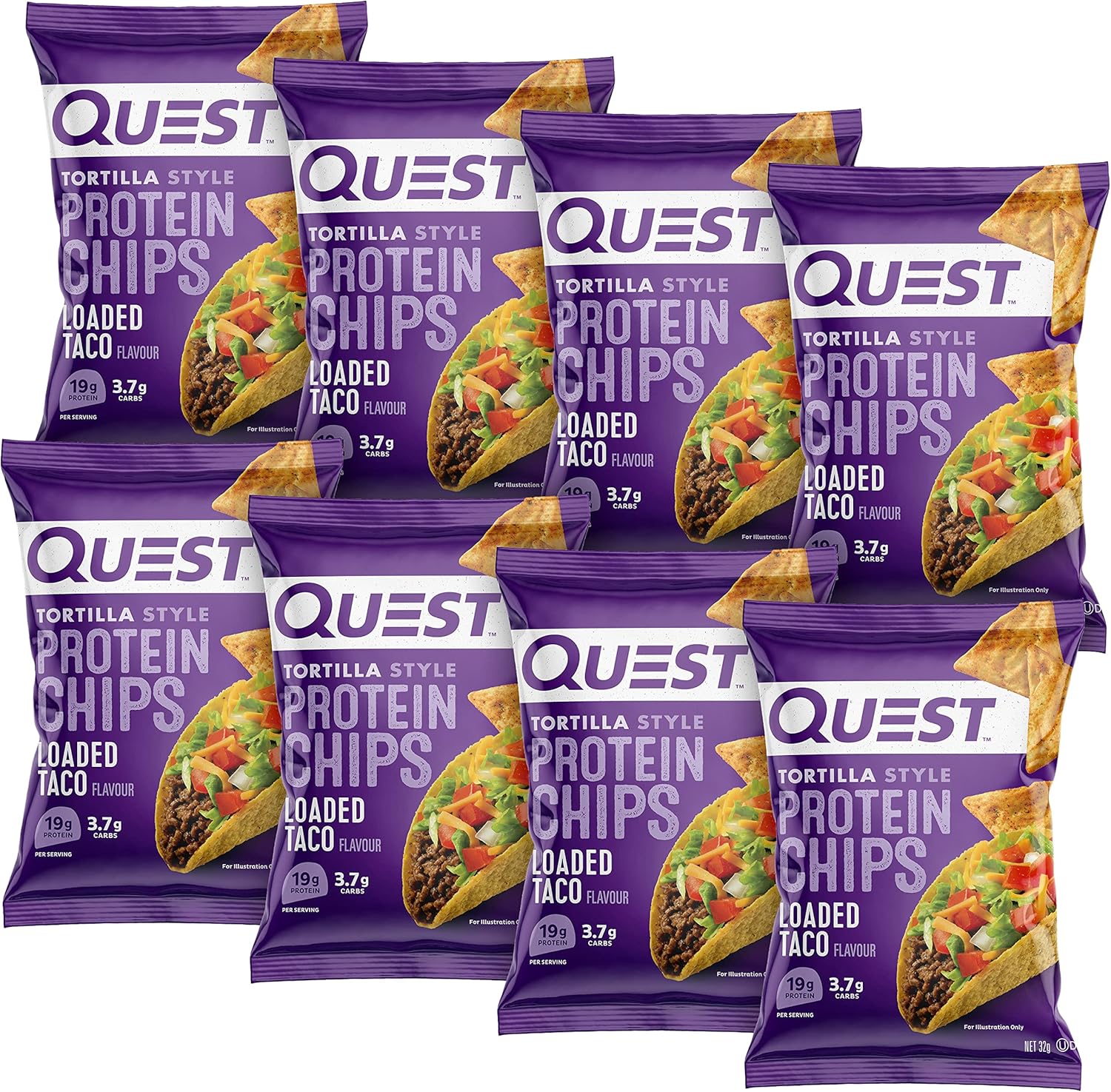 Quest Loaded Taco Protein Chips – High Protein, Low Carb | 8-Pack