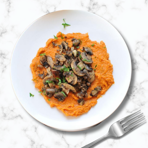 Buttered Mushrooms with Buttery Pumpkin Puree