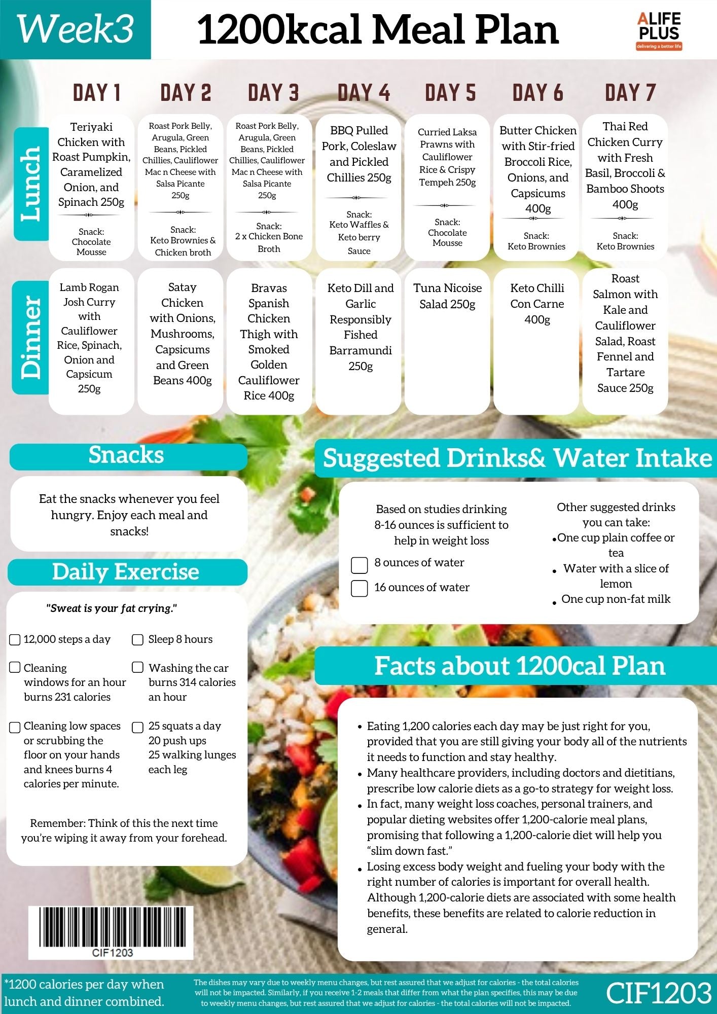 1200cal 28-Days IF Meal Plan