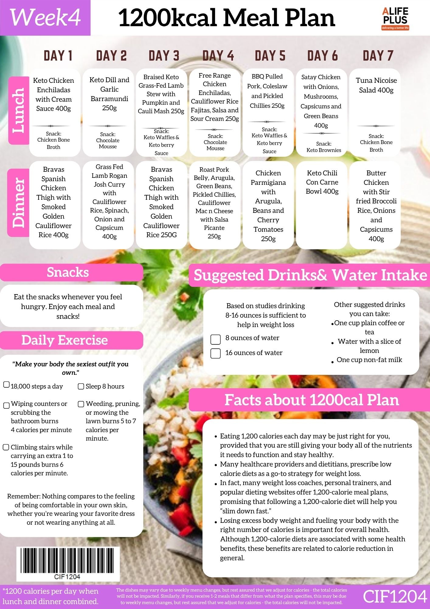 1200cal 28-Days IF Meal Plan