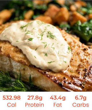 Responsibly Fished Roast Salmon with Kale and Cauliflower Salad, Roast Fennel and Tartare Sauce