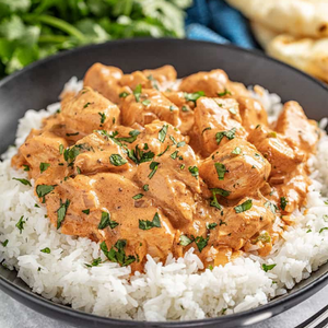 Free Range Butter Chicken serve over White Rice (Gluten-free)