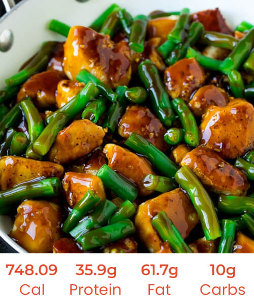 Free Range Satay Chicken with Onions, Mushrooms, Capsicums and Green Beans