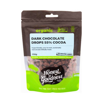 Honest to Goodness Organic Dark Chocolate Drops 55% Cocoa | Dairy-Free & Vegan | 250g