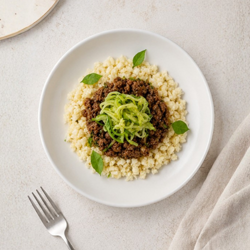 Thai Basil Beef, Cauliflower Rice, Zucchini Noodles