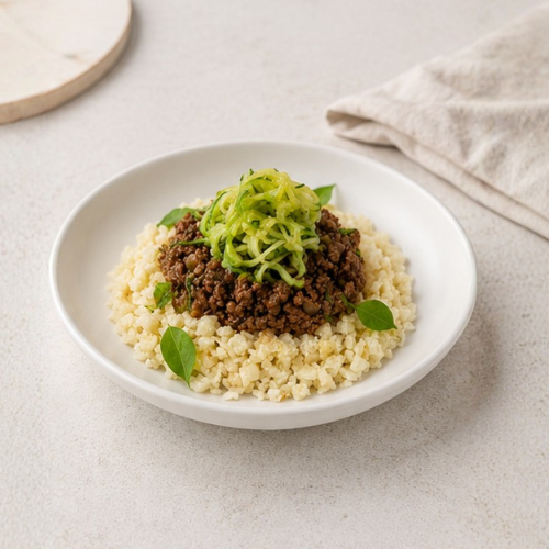 Thai Basil Beef, Cauliflower Rice, Zucchini Noodles