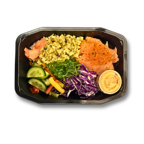 Furikake Smoked Salmon Poke Bowl with Cauliflower Rice