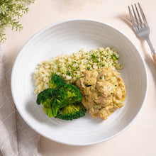 Creamy Garlic Chicken, Charred Broccoli and Cauliflower Rice