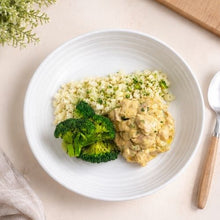 Creamy Garlic Chicken, Charred Broccoli and Cauliflower Rice