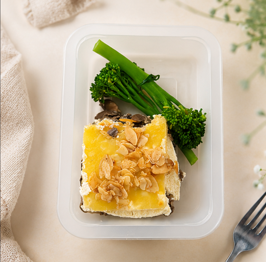Ricotta and Mushroom Parmesan Lasagna with Blanched Broccollini