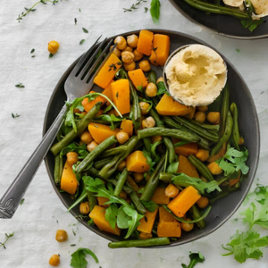 Keto Mediterranean Roast Pumpkin Served with Halloumi Cheese and Dukkah Mayonnaise (Gluten-free)