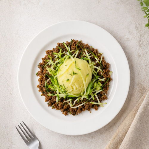 Thai Basil Beef, Potato Mash, Zucchini Noodles