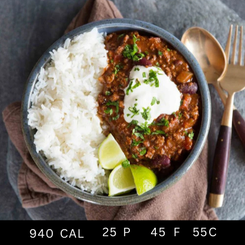 Chili Con Carne Rice Bowl (Gluten-free)