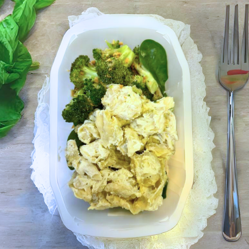Creamy Chicken Tortellini in Charred Garlic Broccoli (Organic)