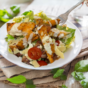 Portuguese Fish with Classic Caesar Salad and Crispy Croutons