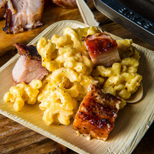 Roast Pork Belly, Pasta Mac and Cheese with Salsa Picante (Organic)