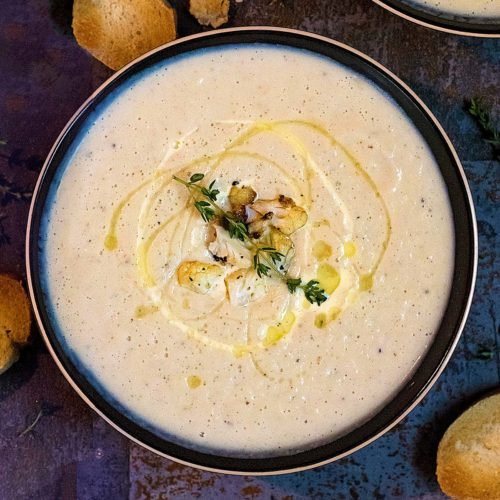 Roasted Garlic Cauliflower Chowder Soup