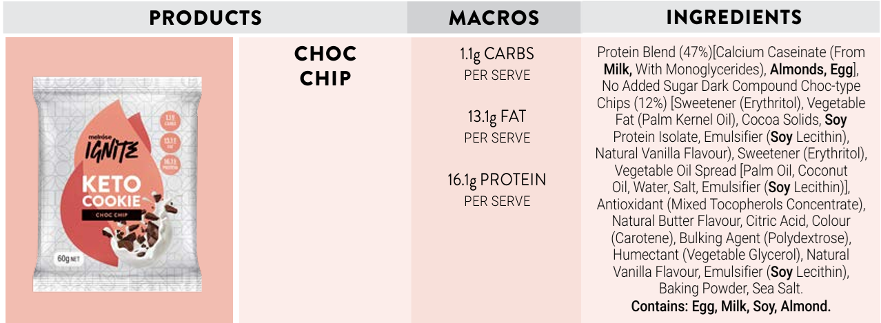 Melrose Ignite Keto Cookie - CHOC CHIP 60g