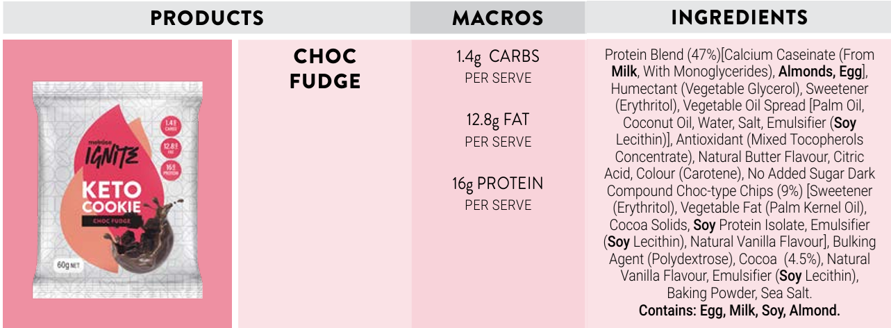 Melrose Ignite Keto Cookie - CHOC FUDGE 60g
