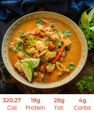Free Range Thai Red Chicken Curry with Fresh Basil, Broccoli & Bamboo Shoots