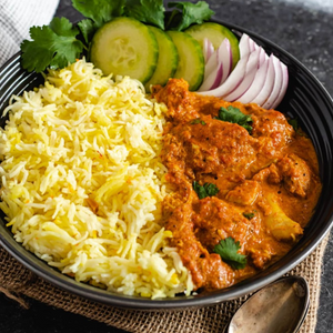 Butter Chicken with Saffron Rice, Blanched Beans & Blanched Carrots