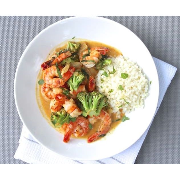 Curried Laksa Prawns with Cauliflower Rice & Crispy Tempeh 250g