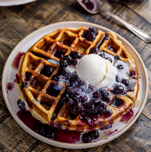 Keto Waffles and Keto Berry Sauce 