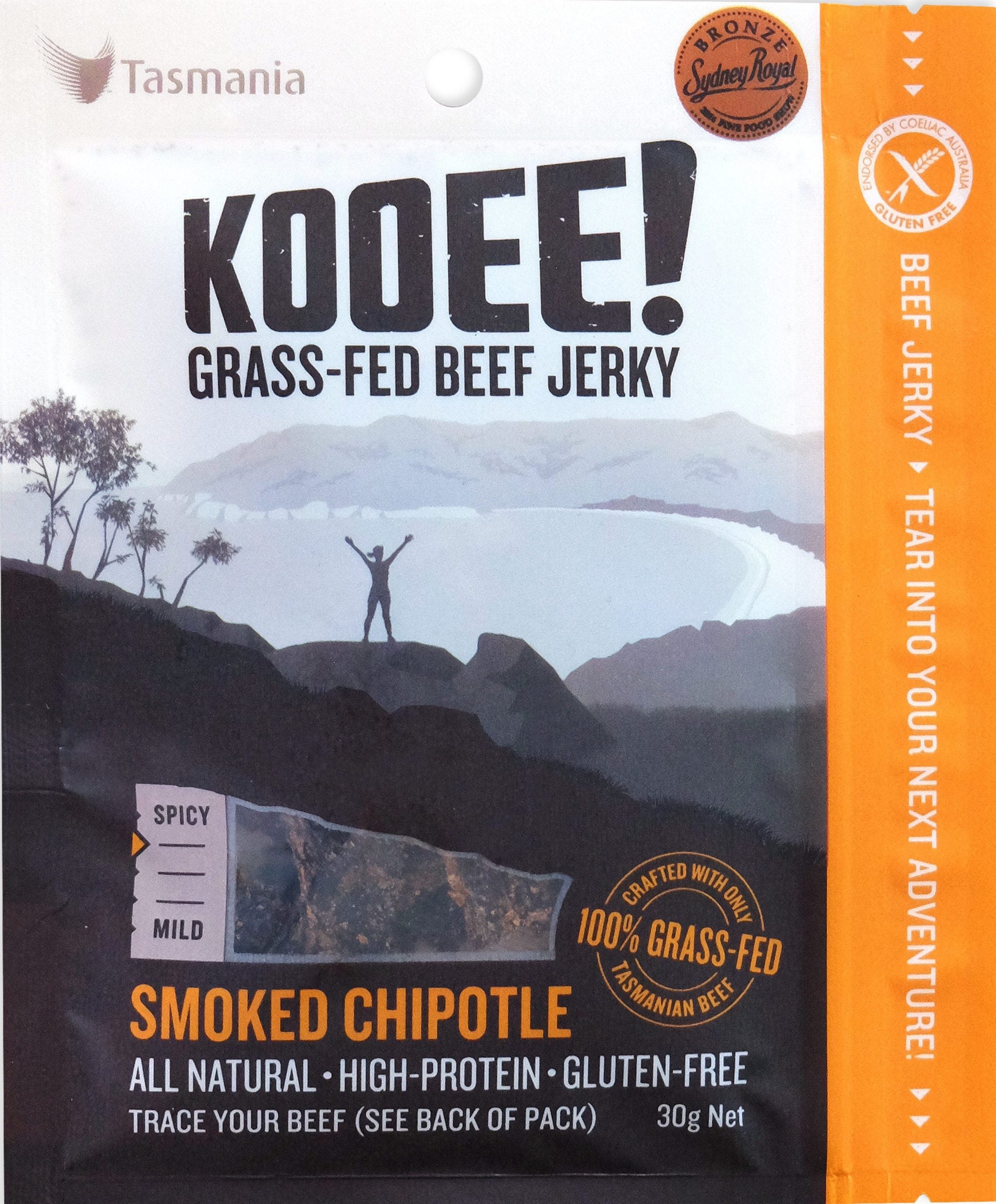 Kooee! Snacks Beef Jerky - Smoked Chipotle  (Gluten Free) - 30g