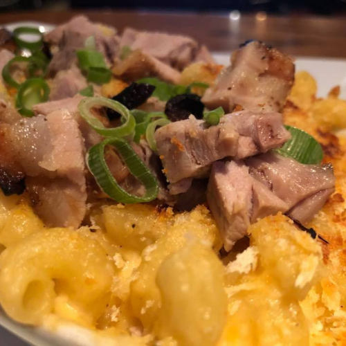 Roast Pork Belly, Pasta Mac and Cheese with Salsa Picante 400g (Gluten-Free)
