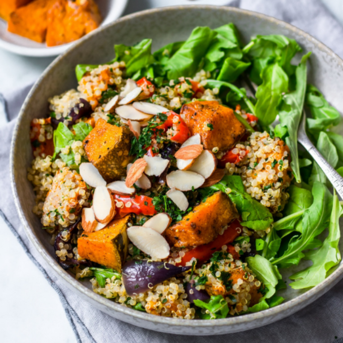 Vitality Salad Roast Pumpkin and Quinoa Salad with Spinach, Green Beans and Crumbled Feta Cheese (NDIS)