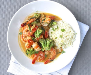 Curried Laksa Prawns with Cauliflower Rice & Crispy Tempeh 250g