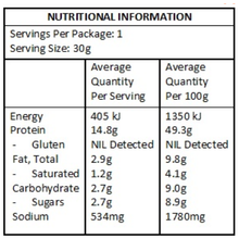 Nutritional Panel Kooee! Snacks Beef Jerky - Smoked Chipotle (Gluten Free) - 30g